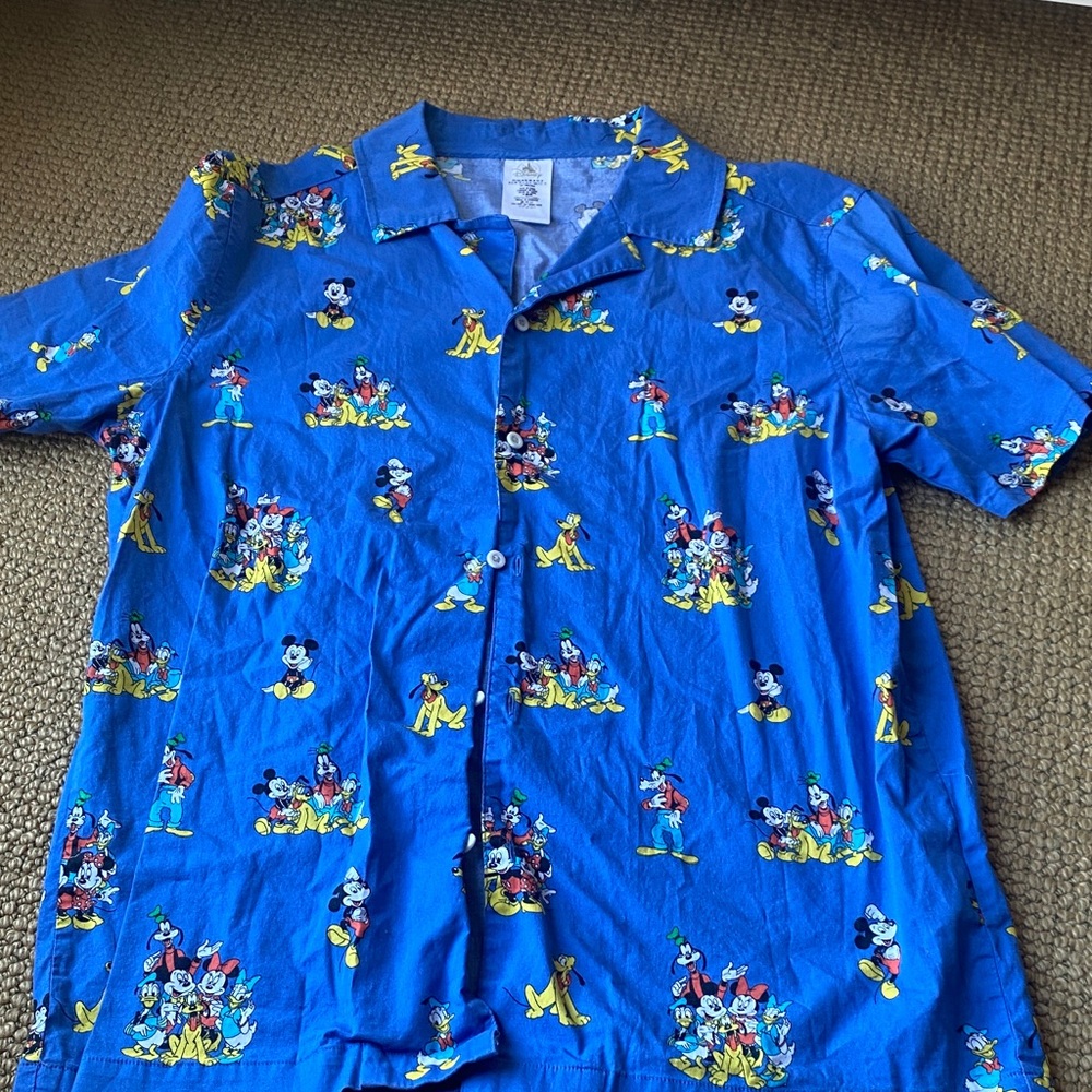 Disney Blue Cartoon Print Men's Casual Shirt